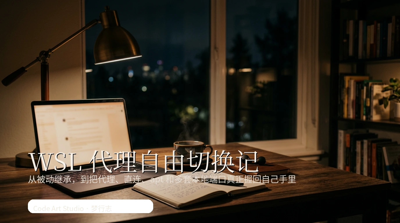 一次关于 WSL 代理配置的完整复盘:从 127.0.0.1:10808 被动继承、LM Studio 本地联动、apt 直连与代理切换,到最终形成可长期使用的多代理工作流。 /2026/04/04/wsl-proxy-switch/featured-image.webp